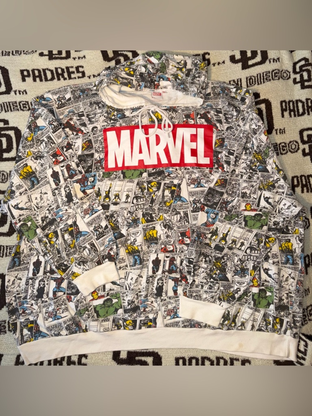 Marvel Comic All Over Print Hoodie Multicolor Mens 5XL Preowned